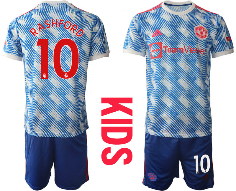 Youth 2021-2022 Club Manchester United away blue #10 Soccer Jersey
